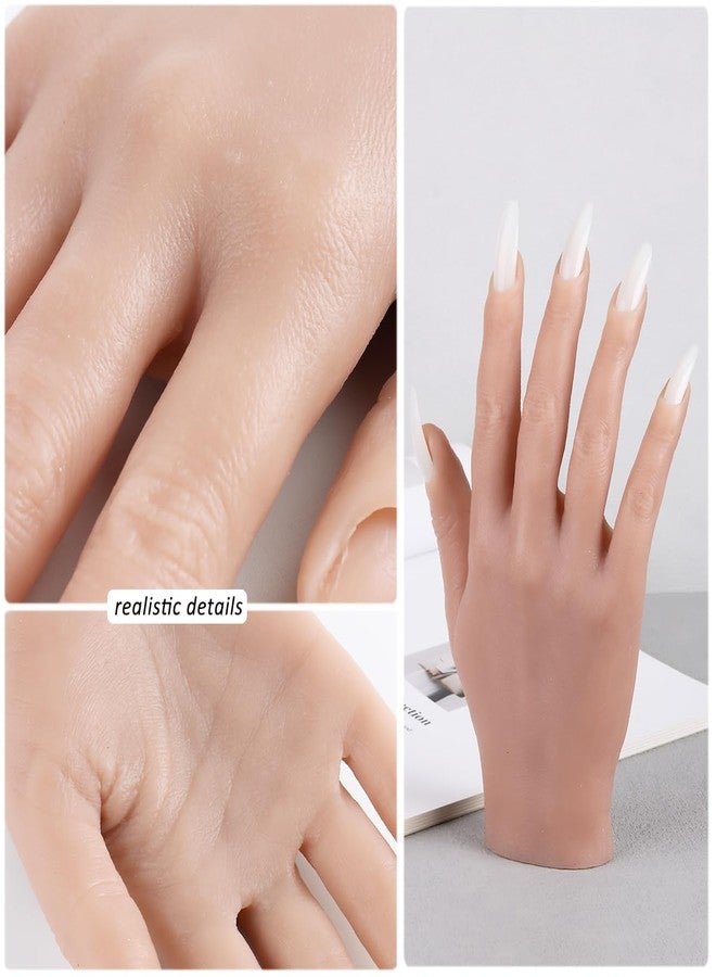 Fcozpjk Silicone Practice Hand for Acrylic Nails, Soft Flexible Fake Hand Practice Nail Acrylic Technician Fake Nail Mannequin Hand with 100PCS False Nail Tips, Nail Art Beginner Kit Training Tools - Image 5